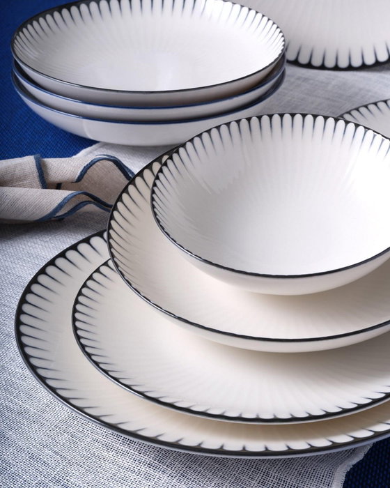 Hermia GBSATN24Y4R33063 Vajilla de Porcelana 24 Piezas Apta Lavavajillas y Microondas